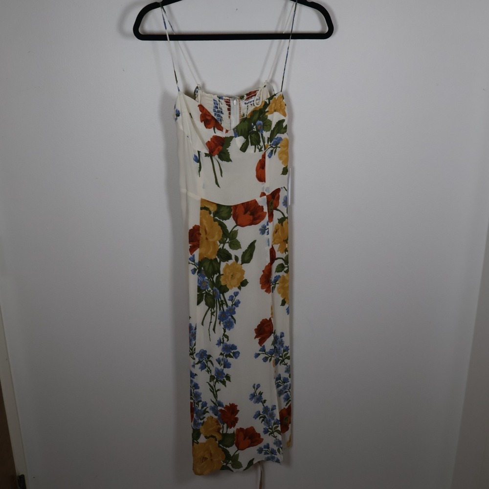 Reformation Dress Size 6 Juliette White Red Floral Formosa - Picture 6 of 13